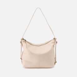 Emily Convertible Backpack In Pebbled Leather - Cream