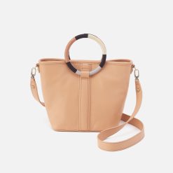 Luna Small Tote In Pebbled Leather - Porcini