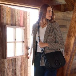 Alternative view of Kiva Large Crossbody in Pebbled Leather - Black