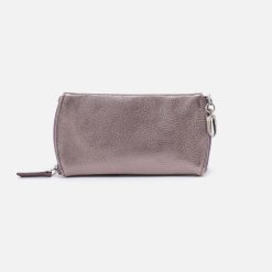 Spark Double Eyeglass Case in Metallic Leather - Pewter Spur