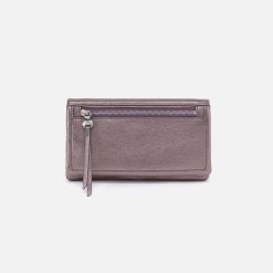 Lumen Continental Wallet in Metallic Leather - Pewter Spur