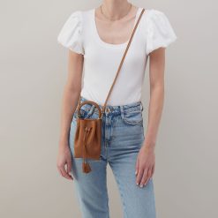 Alternative view of Eden Phone Crossbody In Pebbled Leather - Warm Honey