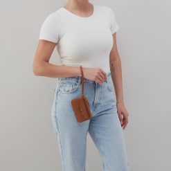 Alternative view of Tabby Card Wristlet In Pebbled Leather - Warm Honey