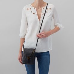 Alternative view of Fern Crossbody in Pebbled Leather - Black