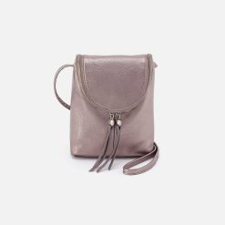 Fern Crossbody in Metallic Leather - Pewter Spur