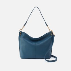Pier Shoulder Bag in Pebbled Leather - Peacock Feather