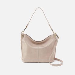 Pier Shoulder Bag in Aniline Gloss Leather - Stone Gloss