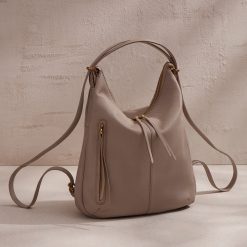 Alternative view of Merrin Convertible Backpack in Pebbled Leather - Taupe