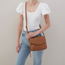 Alternative view of Fern Messenger Crossbody In Pebbled Leather - Warm Honey