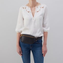 Alternative view of Fern Belt Bag In Pebbled Leather - Black