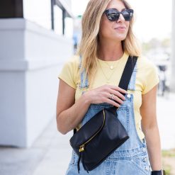 Alternative view of Fern Large Belt Bag in Pebbled Leather - Black