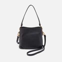 Starr Convertible Shoulder Bag in Pebbled Leather - Black