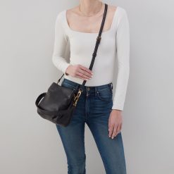 Alternative view of Starr Convertible Shoulder Bag in Pebbled Leather - Black