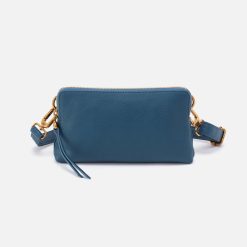 Fern Slim Belt Bag in Pebbled Leather - Peacock Feather