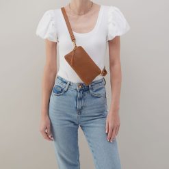 Alternative view of Fern Slim Belt Bag In Pebbled Leather - Warm Honey
