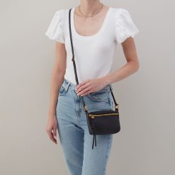 Alternative view of Run About Crossbody In Pebbled Leather - Black