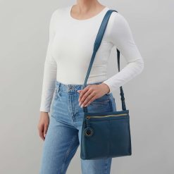 Alternative view of Austin Medium Crossbody in Pebbled Leather - Peacock Feather