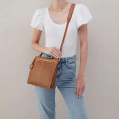 Alternative view of Austin Medium Crossbody in Pebbled Leather - Warm Honey