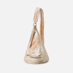 Sway Small Sling In Metallic Leather - Saddle Stardust