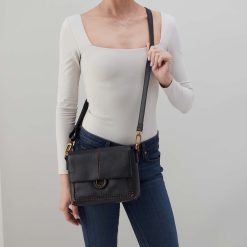 Alternative view of Austin Flap Crossbody in Pebbled Leather - Black