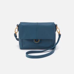 Austin Flap Crossbody in Pebbled Leather - Peacock Feather