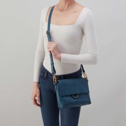 Alternative view of Austin Flap Crossbody in Pebbled Leather - Peacock Feather