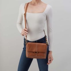 Alternative view of Austin Flap Crossbody in Pebbled Leather - Warm Honey
