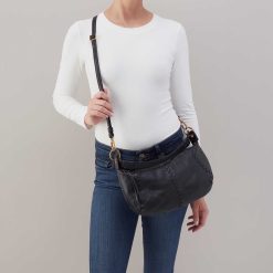 Alternative view of Opal Mini Shoulder in Pebbled Leather - Black