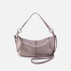 Opal Mini Shoulder in Metallic Leather - Pewter Spur