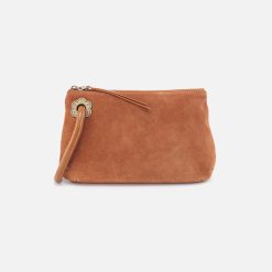 Daisy Daze Large Wristlet in Suede Leather - Oak Barrel