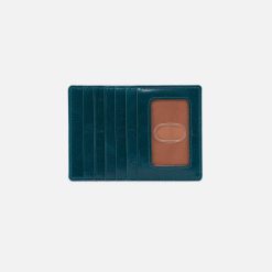 Euro Slide Card Case in Polished Leather - Wild Bluegrass