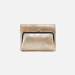 Robin Compact Wallet In Metallic Leather - Saddle Stardust
