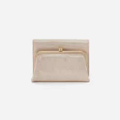 Robin Compact Wallet In Metallic Leather - Sand Shimmer