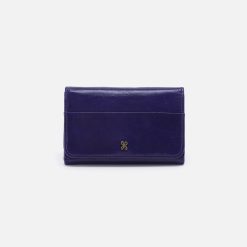 Jill Trifold Wallet in Polished Leather - Winter Violet