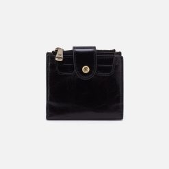 Dunn Mini Wallet in Polished Leather - Black
