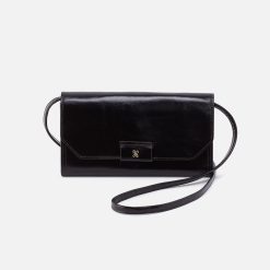 Romy Wallet Crossbody in Polished Leather - Black