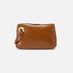 Daisy Daze Large Wristlet In Polished Leather - Truffle