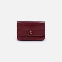 Jill Flap Card Case in Polished Leather - Saddleberry