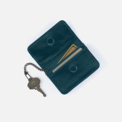 Alternative view of Jill Flap Card Case in Polished Leather - Wild Bluegrass