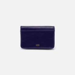 Alternative view of Jill Flap Card Case in Polished Leather - Winter Violet