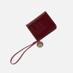 Coin Wristlet Wallet in Aniline Gloss Leather - Garnet Gloss