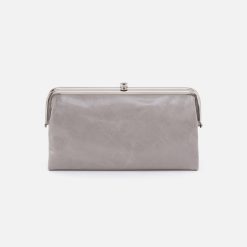 Lauren Clutch-Wallet In Polished Leather - Light Grey