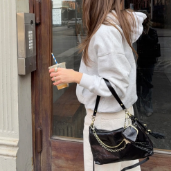 Alternative view of Run Frame Pouch in Polished Leather - Black