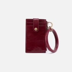 Ring Credit Card Wristlet in Polished Leather - Saddleberry