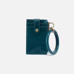 Ring Credit Card Wristlet in Polished Leather - Wild Bluegrass