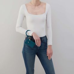 Alternative view of Ring Credit Card Wristlet in Polished Leather - Wild Bluegrass