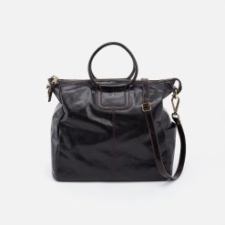 Sheila Large Satchel in Polished Leather - Black