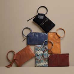 Alternative view of Sable Wristlet In Polished Leather - Blue Stone