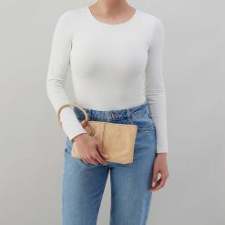 Alternative view of Sable Wristlet in Polished Leather - Desert Sand