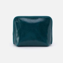 Beauty Cosmetic Pouch in Polished Leather - Wild Bluegrass